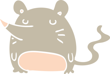 bir insan tarafından çizilmiş düz renk çizgi film faresi