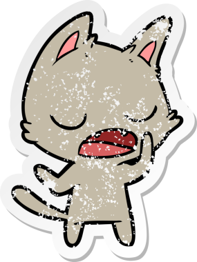 Bir insan tarafından çizilmiş konuşan kedi karikatürünün sıkıntılı çıkartması.