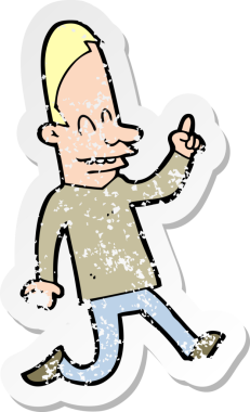 Bir insan tarafından çizilmiş mutlu bir adamın çizdiği karikatür yapıştırması.