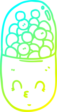 Bir insanın çizdiği çizgi film hapının soğuk gradyan çizgisi.