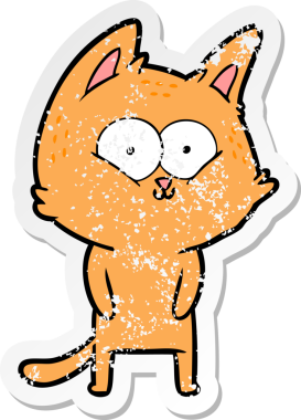 Bir insan tarafından çizilmiş karikatür bir kedinin sıkıntılı çıkartması.