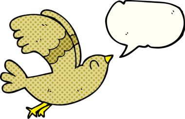 Bir insan tarafından çizilmiş serbest çizilmiş çizgi roman konuşma balonu çizgi film kuşu