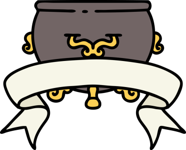 Bir insan tarafından çizilmiş kazan sancağıyla geleneksel dövme.