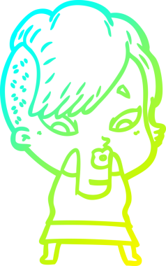 Bir karikatür çizimi, bir insan tarafından çizilmiş bir kızı şaşırttı.