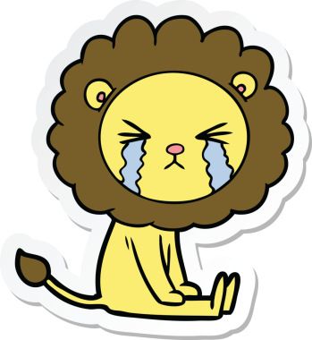 Bir insan tarafından çizilmiş ağlayan bir aslanın çıkartması.