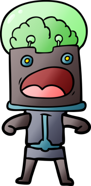 Bir insan tarafından çizilmiş çizgi film robotu