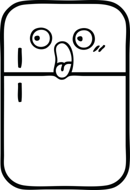 Bir insan tarafından çizilmiş bir buzdolabı karikatürü.