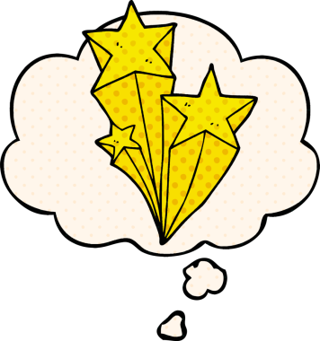 Düşünce baloncuğu olan çizgi film yıldızları bir insan tarafından çizilmiş.