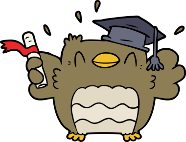 Bir insan tarafından çizilmiş çizgi film baykuşu mezunu.