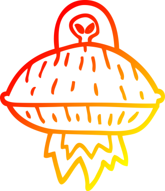 Bir insan tarafından çizilmiş bir uzaylı uzay gemisinin sıcak çizgi çizimi