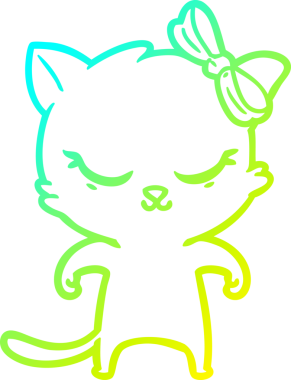 Bir insan tarafından çizilmiş bir çizgi film kedisinin soğuk gradyan çizimi