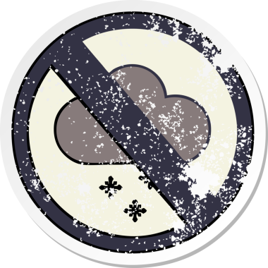 Bir insan tarafından çizilmiş sevimli bir karikatür kar bulutu uyarısı çıkartması.