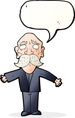 Bir insan tarafından çizilmiş, hayal kırıklığına uğramış yaşlı bir adam.