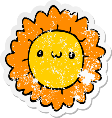 Bir insan tarafından çizilmiş karikatür çiçeğinin sıkıntılı çıkartması