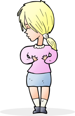 bir insan tarafından çizilmiş utangaç bir kadın.