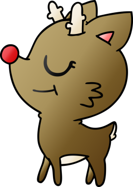 Bir insan tarafından çizilmiş, el yazısıyla çizilmiş sevimli kırmızı burunlu ren geyiği çizgi filmi.