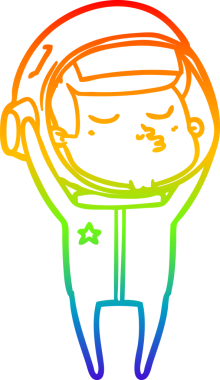 gökkuşağı gradyan çizimi bir çizgi insan tarafından çizilmiş kendinden emin astronot