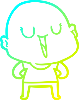 Bir insan tarafından çizilmiş, mutlu, kel bir adamın çizdiği soğuk çizgi.