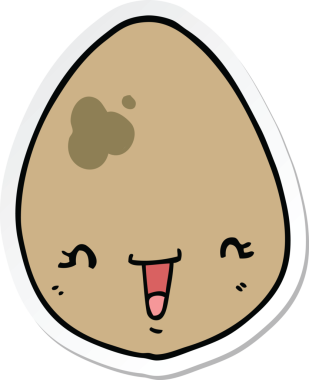 Bir insan tarafından çizilmiş karikatür yumurtasının etiketi.