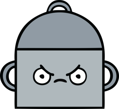 Bir insan tarafından çizilmiş güzel bir yemek tenceresi karikatürü.