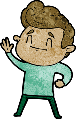 Bir insan tarafından çizilmiş mutlu çizgi film adamı.