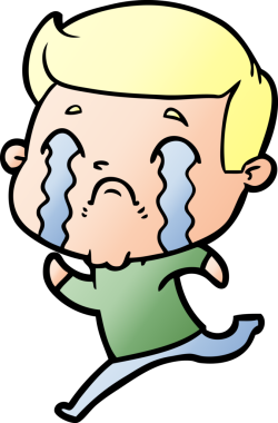 Bir insan tarafından çizilmiş ağlayan çizgi film adamı.