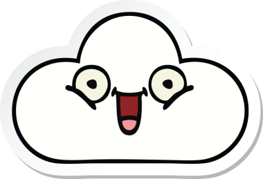 Bir insan tarafından çizilmiş şirin beyaz bulut etiketi.