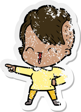 Bir insan tarafından çizilmiş mutlu bir hippi kızın sıkıntılı çıkartması.