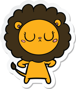 Bir insan tarafından çizilmiş karikatür aslanının çıkartması.