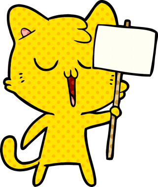 Bir insan tarafından çizilmiş çizgi film kedisi.