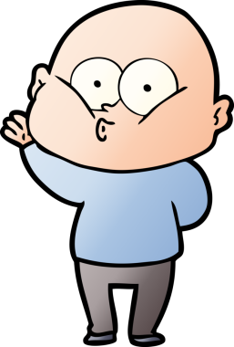 Bir insan tarafından çizilmiş kel bir adam.