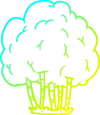 Bir insan tarafından çizilmiş bir karikatür ağacının soğuk gradyan çizimi