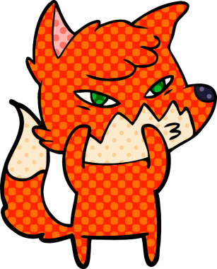 Bir insan tarafından çizilmiş akıllı çizgi film tilkisi.