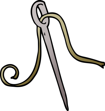 Bir insan tarafından çizilmiş karalama iğnesi ve iplik.