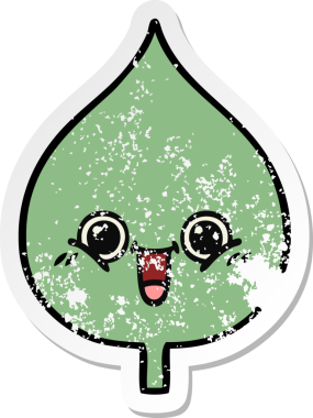 Sevimli bir çizgi film karakterinin sıkıntılı çıkartması. Bir insan tarafından çizilmiş ifade yaprağı.