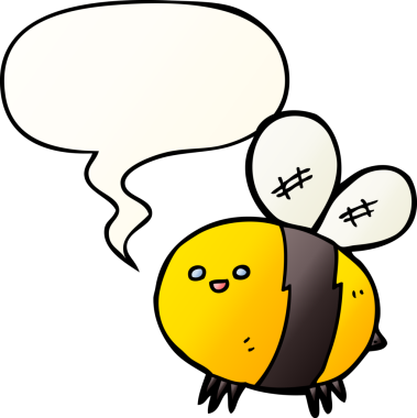 Bir insan tarafından çizilmiş, konuşma baloncuklu çizgi film arısı.