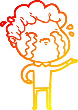 Bir insan tarafından çizilmiş ağlayan bir çizgi film karakteri çizimi.