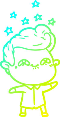 Bir insan tarafından çizilmiş, heyecanlı bir çizgi film çizimi.