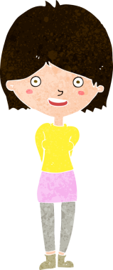 Bir insan tarafından çizilmiş karikatür dostu kadın.