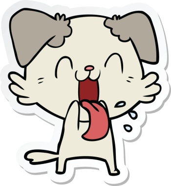 Bir insan tarafından çizilmiş nefes nefese kalmış bir köpeğin çıkartması.