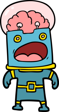 Bir insan tarafından çizilmiş çizgi film robotu