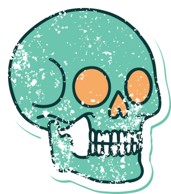 Bir insan tarafından çizilmiş bir kafatasının sembolik dövmeli görüntüsü.