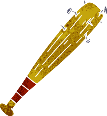 Bir insan tarafından çizilmiş çivili bir yarasanın el çizimi karikatürü