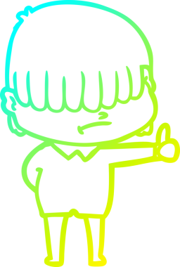 Bir insan tarafından çizilmiş dağınık saçlı bir çizgi film çocuğu çizimi.