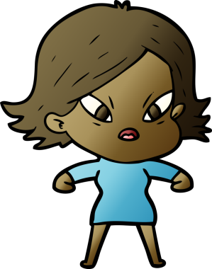 Çizgi film bir insan tarafından çizilmiş stresli kadın.