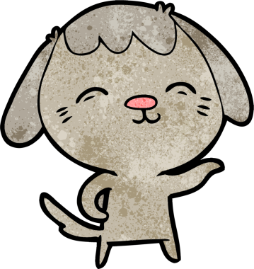 Bir insan tarafından çizilmiş mutlu çizgi film köpeği.