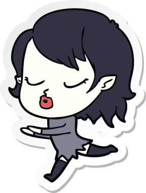 Bir insan tarafından çizilmiş şirin bir vampir kızın çıkartması.