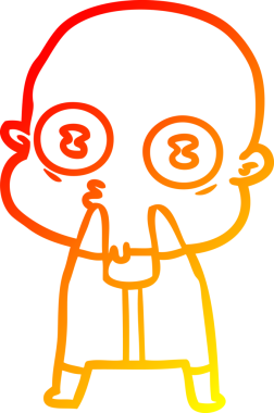 Bir insan tarafından çizilmiş garip kel bir uzay adamının sıcak çizgi çizimi