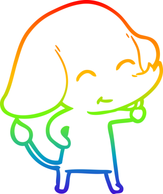 Gökkuşağı gradyan çizgisi bir insan tarafından çizilmiş şirin bir fil çizimi