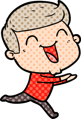 Bir insan tarafından çizilmiş gülen çizgi film adamı.